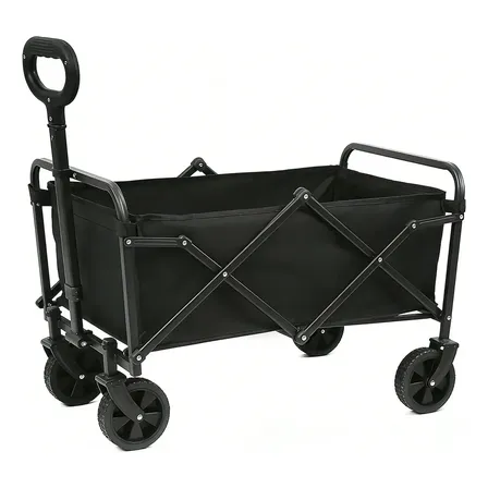 Carrito Camping Plegable Multiuso 100kg Ruedas 360° Negro