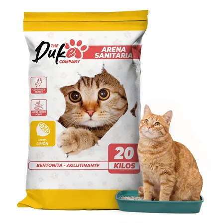 Arena Para Gato 20 Kilos Duke Bentonita Arena Sanitaria 20kg Aglutinante Absorbente Aroma Limon