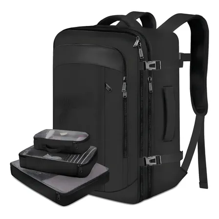 Mochila De Viaje Para Hombre Y Mujer Maleta Expandible Antirrobo De 40 L Equipaje De Mano De Objeto Personal Aprobado Por Avión Negro