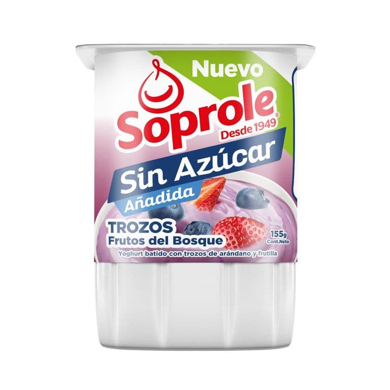 Yoghurt Soprole sin azúcar trozo frutos del bosque 155 g - imagen 1