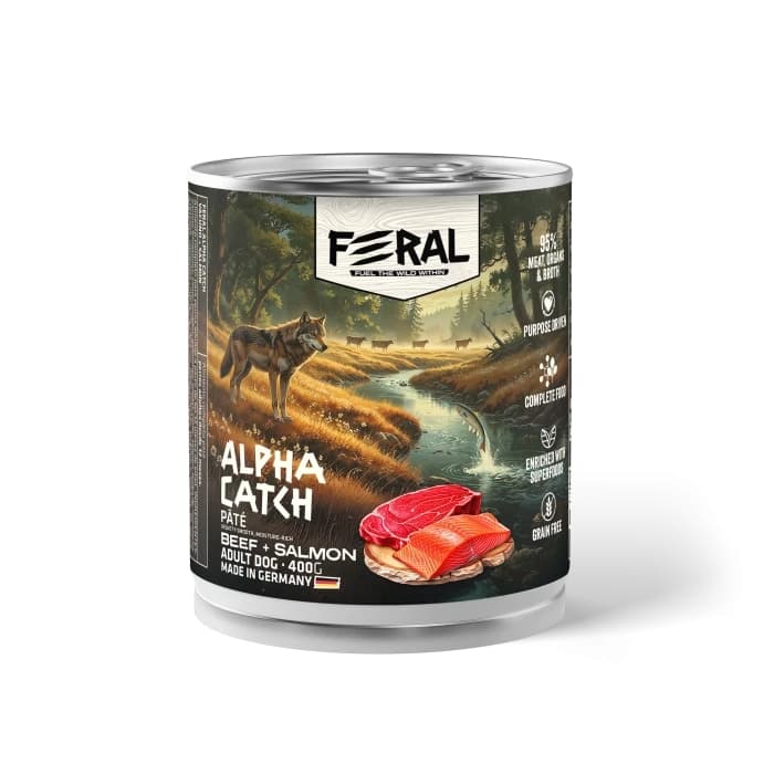 LATA FERAL PERRO ADULTO BEEF&SALMON 400GR